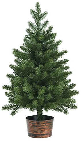 GYMAX 60 cm Künstlicher Tisch Weihnachtsbaum, Mini Weihnachtsbaum mit 50 Zweigen, Kunstbaum Christbaum mit Sockel, für Haus & Büro, grün