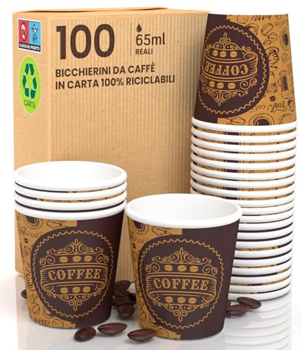 100 koppar kaffe pappersmuggar 65 ml PubCUP miljövänliga biologiskt nedbrytbara engångsmuggar liten hängande varma drycker