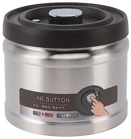 Kaffebehållare, Vakuumförseglad Kaffeförvaringsbehållare Lufttät 304 Rostfritt Stål Köksmatförvaringsbehållare Presstyp Kaffeburk Kaffeburk för Kaffebönor Tenötter (750ML rostfritt stål naturlig färg)