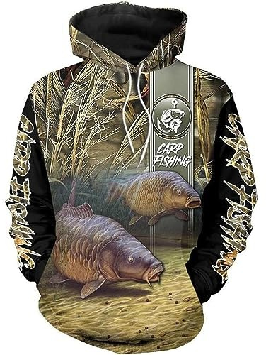 KeepRock Sudadera con Capucha de Pesca de Carpa para Hombre Camo Fish Otoño Chaqueta de Jersey de Camuflaje de Manga Larga