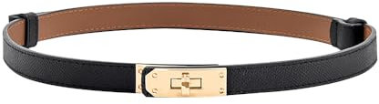 RPAEOY Eleganter Schmaler Gürtel Drehverschluss Metallschnalle Verstellbar Taillengürtel Damengürtel Kunstleder Accessoire
