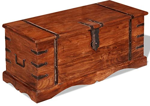 ADWOA Truhe Massivholz Korbtruhe Couchtisch Truhe BüCherkiste Holztruhe Truhentisch