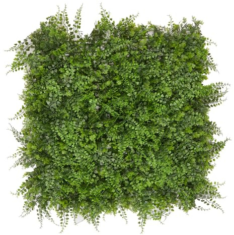 Hansmeier Planta artificial para pared de helecho, jardín vertical, 50 x 50 cm, montaje rápido y ampliable, protección visual, paneles de pared, planta artificial