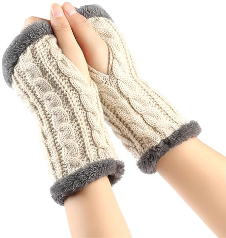 Fulidngzg Armstulpen Damen Winter Y2K Warm Fausthandschuhe Thermo Teenager Mädchen Fingerlose Handschuhe Handstulpen Schwarz Touchscreen Pulswärmer Winterhandschuhe