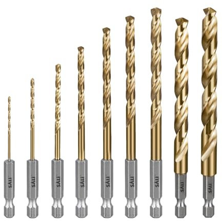 SALI Lot de 9 forets en cobalt à tige hexagonale de 1.5mm à 10mm, pour bois dur, aluminium, métal, cuivre, acier allié