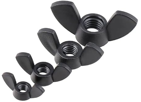 Écrou à main 10 pièces écrous à oreilles en Plastic pouce écrou papillon torsion à la main noir M3 M4 M5 M6 M8 M10 M12 (Color : Black, Size : M3-10Pcs)
