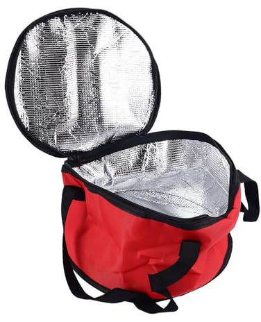Bolsa Aislante Redonda, 11X7 Pulgadas, Portador De Cacerola Térmica, Bolsa Enfriadora De Almuerzo Con Aislamiento Reutilizable, Enfriador Plegable Para Alimentos Fríos Y Calientes Para Picnics(Rojo)