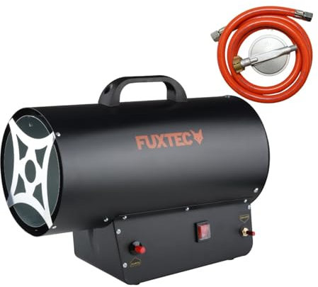 Cannone ad aria calda a gas FUXTEC GH33 norme ITA -potenza termica 33kW, 650 m³/h portata d'aria calda, riscaldamento industriale a gas butano – propano