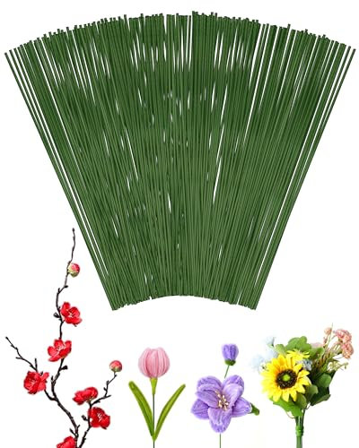 100 PCS 18 Gauge Green Floral Wire Stems for Artificial Flower Making,Flexible Paddle Wires for Mothers Day Flowers,Garland and Floral Arrangements,Florist Wire,Flower Wires for Crafts