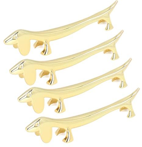 Soporte para Palillos Dorados de Escritorio Reutilizable, Juego de Soporte para Palillos Dorados con Diseño Animal, 4 Uds., para el Hogar, el Restaurante y la Fiesta (Perro)