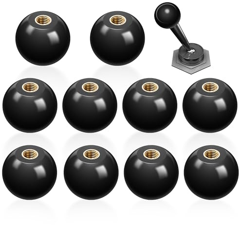 ITSOGOO 10 Stücke M4*16mm Kugelknopf, Schwarz Kugelknöpfe,Kugelgriff mit Eingebauter Kupfergewinde, Runde Kugel Bakelit Hebelknopf für Werkzeugmaschinenersatz