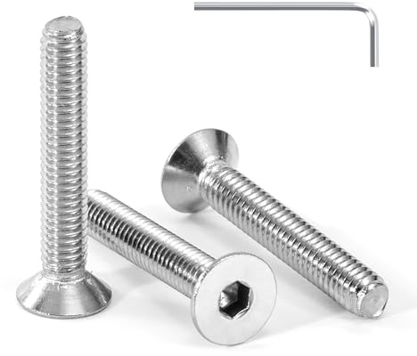 Tunejoy Tornillo Avellanado M4 x 25 mm Tornillos de Cabeza Avellanada Hexagonal de Acero Inoxidable A2 V2A Norma DIN 7991 con llave Allen Rosca Completa 30 Piezas