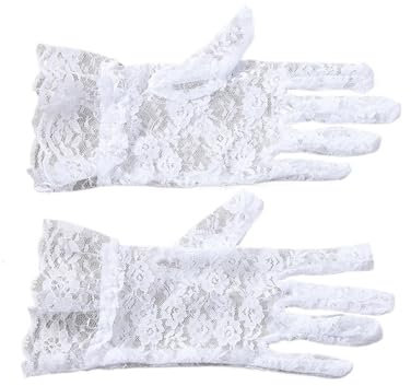 WJIAYAO Brauthandschuhe Weiße Kurze Brauthandschuhe mit Fingern, Elegante Hochzeitshandschuhe aus Spitze in Handgelenklänge, geeignet for Hochzeitsaccessoires for Frauen