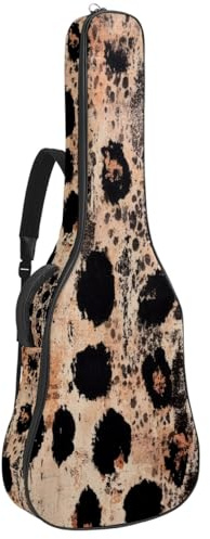 KengjuTesu 43 Zoll Akustikgitarre Softcase mit Rucksackgurt und 2 Taschen Leopardenmuster Keine Polsterung Rucksack Wasserdicht Oxford Tuch Bassgitarre Gigbag für Konzertgitarre, mehrfarbig,