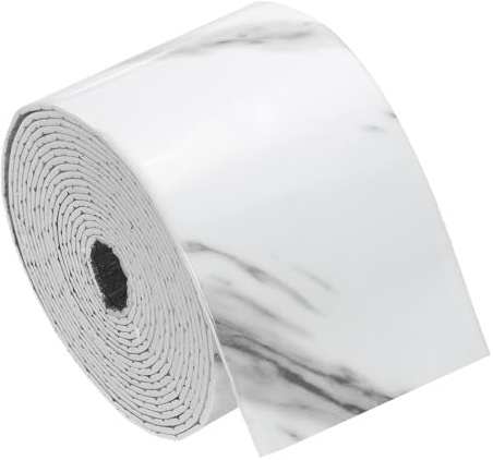 sourcing map Peel and Stick Waterproof Wall Border, 4 x 197 White Marble Grain Removable Wallpaper Border Sticker Trim Wall Edging Lines for Wall Corner Table Furniture Mirror Frame