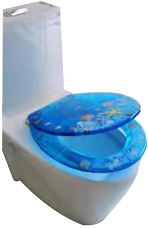 Generic Round Toilet Seat, Blue Ocean Resin, Soft Close, Easy Clean, 40-47cm x 32-38cm