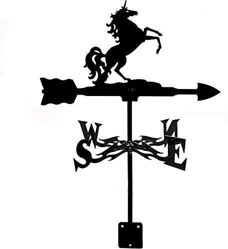 Girouette avec support de toit - Indicateur de direction du vent - Girouette rétro en métal - Pour jardin, jardin créatif - Girouette en acier inoxydable - Pour ferme, cour, maison, cheval