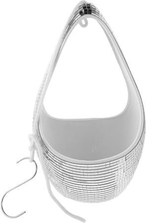 Toddmomy Disco Ball Planter Modern Reflective Glass Hanging Pot Self Watering Indoor Plant Holder
