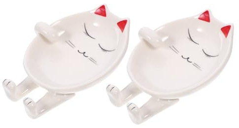 VALICLUD 2pcs Ceramic Spoon Holder Pot Lid Rest Multi Use Kitchen Utensil Storage Cartoon Design Sturdy Easy to Clean for Countertop Organization