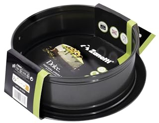 Zanetti, Tortiera Apribile Diametro 18 cm, Altezza 7 cm, Teglia Antiaderente in Carbon Steel, Fondo Estraibile, Cerniera Apribile, Colore Nero