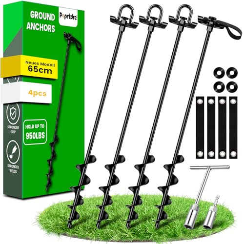 Lot de 4 piquets d'ancrage Robustes (60 cm) pour Trampoline pour Jardin