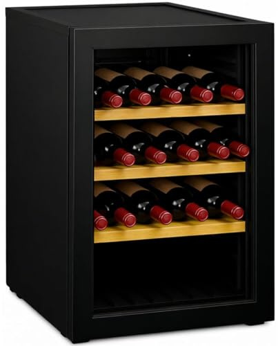 Générique Cave à Vin de Service 15 Bouteilles - 6-14°C - Étagères Bois -LED - Porte Vitrée