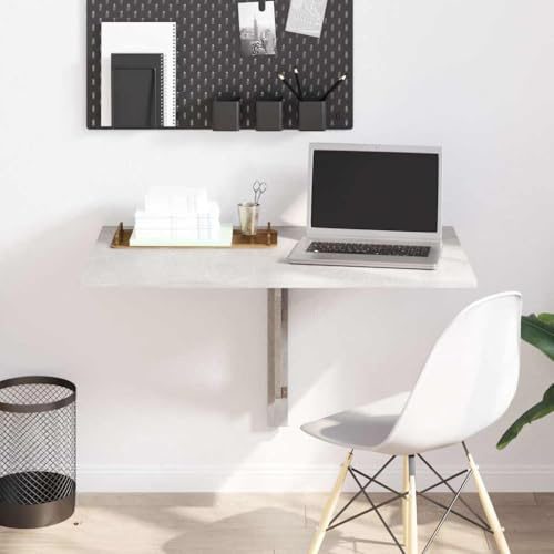 Generico Tavolino Muro Pieghevole Grigio Cemento 100x60x56cm Multistrato,Tavoli Pieghevoli