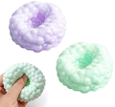 2 Piezas Bolas Sensoriales, Pelotas Anti estrés con Diseño de UVA, Juguete para Apretar de Textura Suave, Pelotas de Relajación, Ideal en Oficina Hogar Viaje