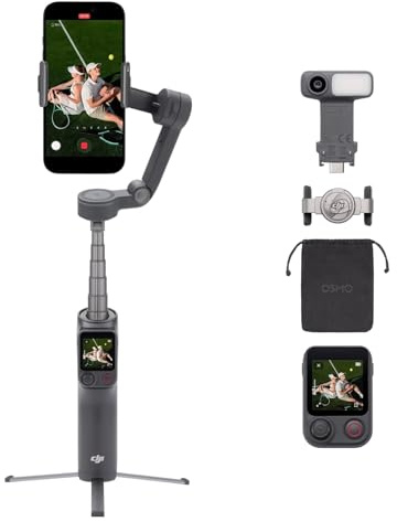 Osmo Mobile 8P AdvancedTracking Combo, 360°-Schwenk Gimbal-Stabilisator, Tracking-Modul, Fernsteuerung, Natives Tracking, Verlängerungsstab & Stativ integriert, 10h Akku, 3-Achsen-Stabilisierung