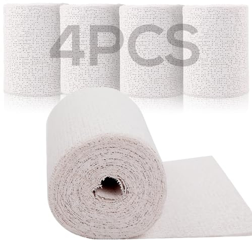 4 Pack 4'' x180'' Plaster Cloth Gauze Bandages Rolls, 500gsm Plaster Strip