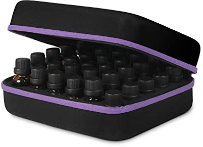 JSVER Ätherisches Öl Tragetasche Aufbewahrungsbox für 30 Ampullen Hält 5ml 10ml 15ml Flaschen Ätherisches Öl Reisen Tasche Harte Außenhülle Eva und Foam Insert Perfekt für Reisen