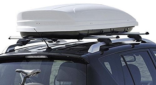 Skibox VDPMAA460 460Ltr weiß abschließbar + Alu Relingträger VDP004XL kompatibel mit VW Tiguan Cross ab 14