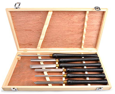 Meißel Set HSS Drehmeissel Set, Drechselmesser Set Drechseleisen Für Drechselbank Drechselbeite Mit Hartholzgriffen, Stechbeitel Für Anfänger Und Profis (6 Stück)