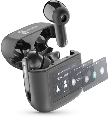 cellularline HUSH Auricolari Bluetooth In-Ear con Display Touch, Active Noise Cancelling, Noise-Free Calls, 5 EQ, Autopairing, 42h Play Time, Chiusura Magnetica per Ricarica