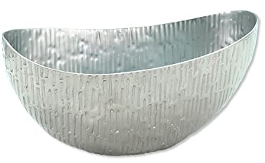 DARO DEKO Metall Schale Schiff Silber 24 x 11,5 cm Blumenschiff Pflanztopf Planzgefäß