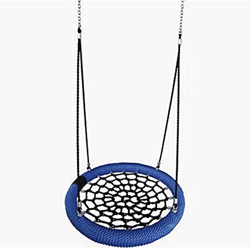 Loggyland Nestschaukel 120cm - Storchennestschaukel Tellerschaukel in Schwarz Blau - Rustikal - TÜV geprüft - für Kindergarten & Spielplatz