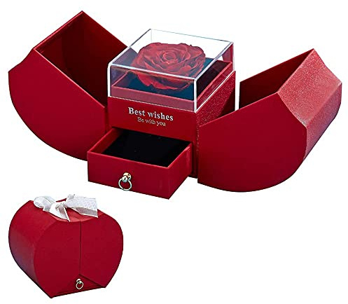 Handgefertigte konservierte Rosen schmuck-Geschenk Box, Ewige Rose, Rote Rose Box, Weihnachtstag Rosen Geschenke für Frauen für Valentinstag, Muttertag, Jahrestag, Geburtstag für Mutter, Ehefrau