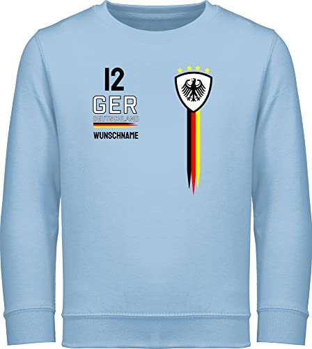 Sweater Kinder Sweatshirt Jungen Mädchen Pullover - 2026 Fussball Fanartikel - Deutschland WM Trikot Farben - 116 (5/6 Jahre) - Hellblau - fußball german kinderpullover em 2024 germany pulli