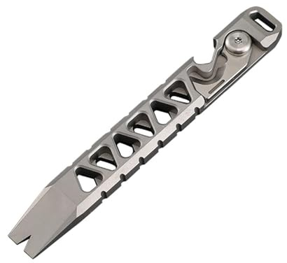 Titanium Mini EDC Pry Bar, Pocket Tool Pry Bar Bottle Opener Keychain Outdoor Tool,Multitool Tools, Titanium Hand tools for Men (Stonewash)