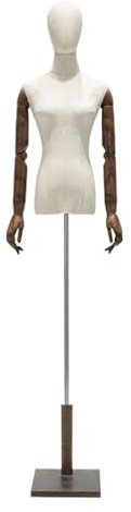 Schaufensterpuppe Weiblich Torso Übereinstimmen Antikem Europäischem Massivholzsockel, Glatter Und Langlebiger ABS Manipulator, Schneiderpuppe Verstellbar Anwendbar auf Kleiderständer, Boutique, Bekle