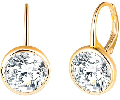 CONILOK Zirkon Ohrringe Silber 925 Creolen Ohrhänger Silber/Rosegold/Gold/Blau/Lila/Rot/Rosa 10MM Damen Schmuck Ohrring Geschenke für Frauen Mädchen Freundin Mama Geburtstag Weihnachtstag Valentinstag