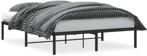 vidaXL Sängram metall svart 140x200 cm, säng, metallsäng, metall sängram, sängar, metallsängar, metall sängramar, gästsäng, gästsängar, enkelsäng
