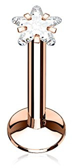 Paula & Fritz® Labret Piercing Stern Zirkonia Klar Chirurgenstahl 316 L Stab-Dicke 1,2-mm Stab-Länge 6-mm 8-mm Sockel Madonna Medusa Cheek Tragus