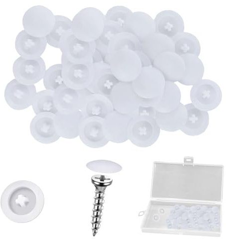 100 Stück Schraubenabdeckung, Abdeckkappen für Schrauben, Kreuzschlitz Abdeckkappen kreuzschlitzschrauben, für 12mm Durchmesser Kreuzkopfschrauben, Weiße Schraube Dekorative Abdeckungen
