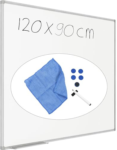 eurokraft basic | Whiteboard-Sets inkl. Zubehör | Stahlblech, lackiert, BxH 1200 x 900 mm