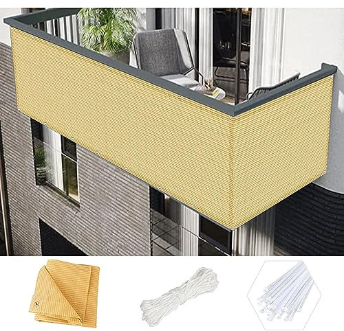 Balkonsichtschutz 105 x 450 cm Sonnen- und Windabweisend Zaun für Balkon Pools Creme