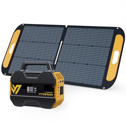 VTOMAN FlashSpeed 300 Portable Power Station Up to 600W Output - 230Wh Solar Generator Bundle with 110W Solar Panel, LiFePO4 Battery, 3000 Cycles, 100W USB-C, 6 Outlets for Camping, RV, Fishing