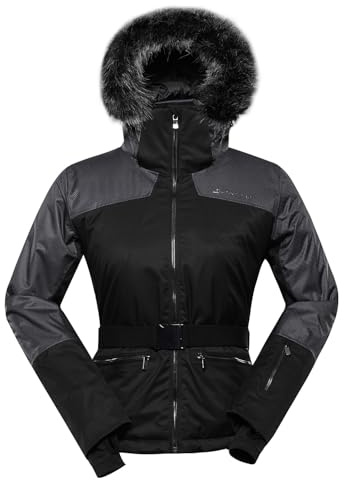 ALPINE PRO OLADA Veste de ski élégante pour femme avec capuche, veste de snowboard extensible avec fourrure, veste d’hiver avec pare-neige, veste outdoor, veste de randonnée, veste pour la montagne