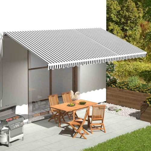 Myheimly Markisenbespannung Markisenstoff Sonnenschutz Markisentuch Anthrazit und Weiß 6x3 m
