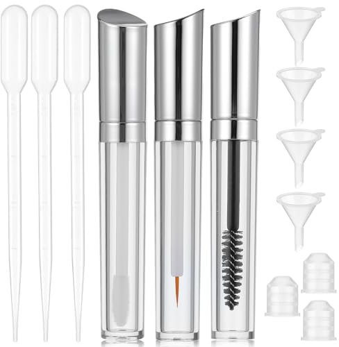 12 Stück Leere Mascaraflasche 10ml,mit Wimpernbürste Leerer Mascarabehälter Leere Mascara Flasche Eyelinerröhrchen mit Wimpernstab mit Umfülltrichter für Reisen Beauty Shops(Silberne)